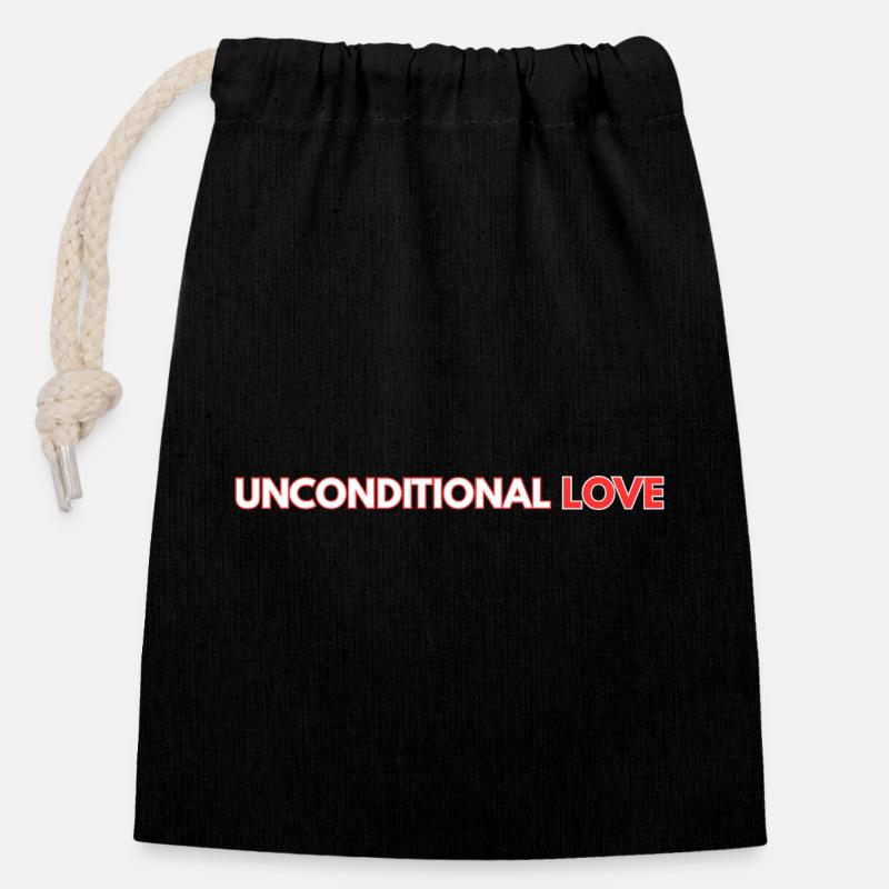 Amour inconditionnel - Sac cadeau en coton avec cordon (14 x 20 cm) - noir