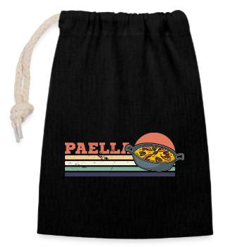 Paella Spain dish Valencia cuisine saying - Closable cotton gift bag (14x20cm) - black - Front