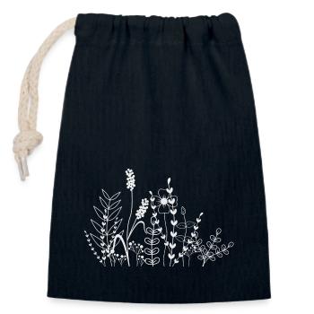 Flower meadow - Closable cotton gift bag (14x20cm) - navy - Front