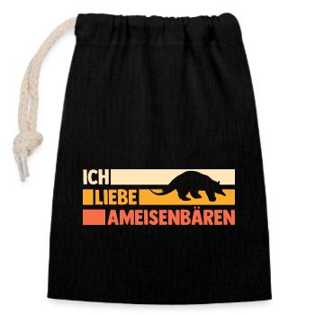 Ameisenbär - Verschließbarer Geschenkbeutel aus Baumwolle (14x20cm) - Schwarz - Vorne