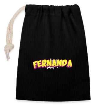 Fernanda Nom personnalisé Style bande dessinée Pop Art, - Sac cadeau en coton avec cordon (14 x 20 cm) - noir - Devant