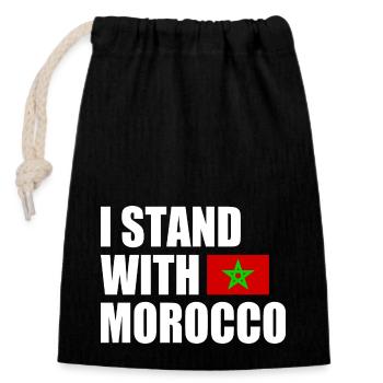 I stand with morocco maroc - Sac cadeau en coton avec cordon (14 x 20 cm) - noir - Devant