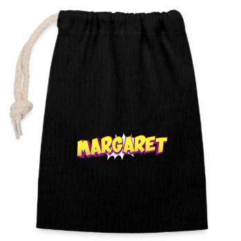 Margaret Nom personnalisé Style bande dessinée Pop Art, - Sac cadeau en coton avec cordon (14 x 20 cm) - noir - Devant