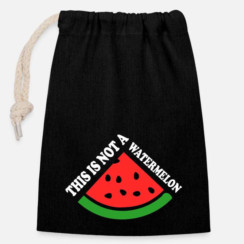 THIS IS NOT A WATERMELON - Verschließbarer Geschenkbeutel aus Baumwolle (14x20cm) - Schwarz
