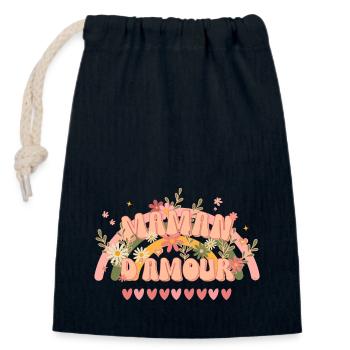 Fête des mères Maman d'amour style groovy original - Sac cadeau en coton avec cordon (14 x 20 cm) - bleu marine - Devant