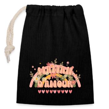 Fête des mères Maman d'amour style groovy original - Sac cadeau en coton avec cordon (14 x 20 cm) - noir - Devant