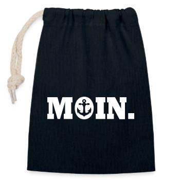 Moin - Closable cotton gift bag (14x20cm) - navy - Front