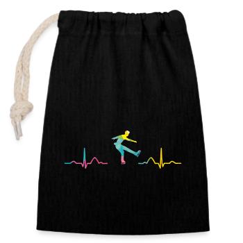 Patinage artistique Patinage sur glace Patinage artistique - Sac cadeau en coton avec cordon (14 x 20 cm) - noir - Devant