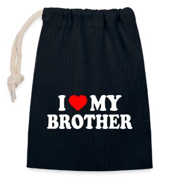 i love my brother - Sac cadeau en coton avec cordon (14 x 20 cm) - bleu marine - Devant