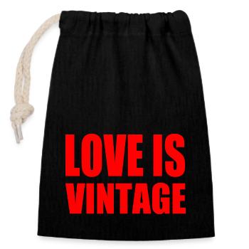 Love is vintage - Closable cotton gift bag (14x20cm) - black - Front