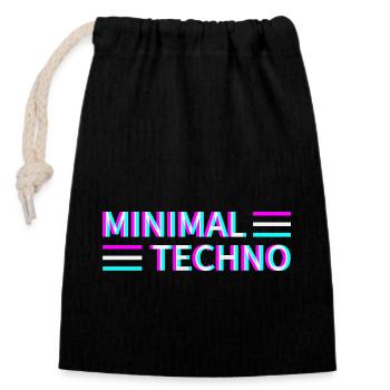 Minimal Techno Rave Festival Electro Music Raver - Closable cotton gift bag (14x20cm) - black - Front