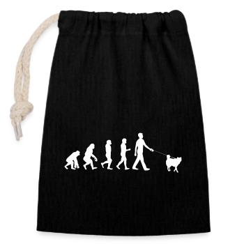 Évolution du husky - Sac cadeau en coton avec cordon (14 x 20 cm) - noir - Devant