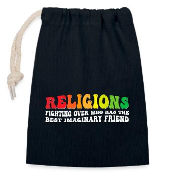 Funny Atheist Science - Religion and its - Closable cotton gift bag (14x20cm) - navy - Front