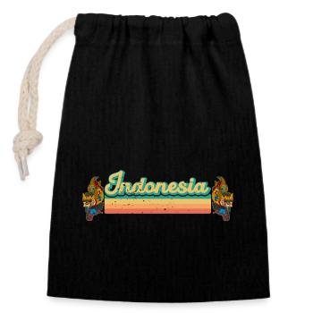 Indonesien Tropisch Wayang Bali Java Ozeanien - Verschließbarer Geschenkbeutel aus Baumwolle (14x20cm) - Schwarz - Vorne