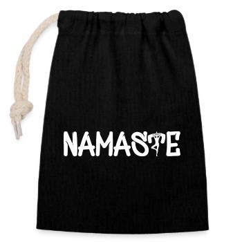 Namaste - Verschließbarer Geschenkbeutel aus Baumwolle (14x20cm) - Schwarz - Vorne