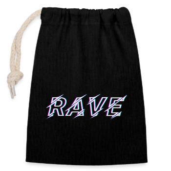 Techno Rave Festival Electro Music Raver - Sac cadeau en coton avec cordon (14 x 20 cm) - noir - Devant