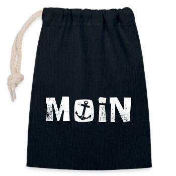 Moin - Norddeutsch - Gruß - Verschließbarer Geschenkbeutel aus Baumwolle (14x20cm) - Navy - Vorne