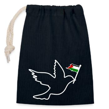 Free palestine - Sac cadeau en coton avec cordon (14 x 20 cm) - bleu marine - Devant