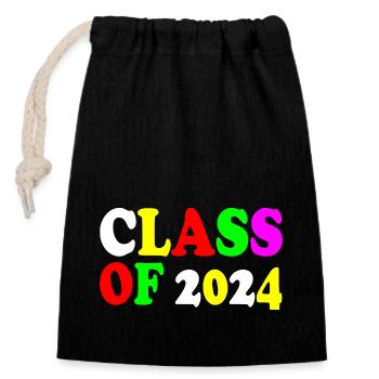 Class of 2024 - Closable cotton gift bag (14x20cm) - black - Front