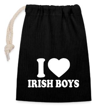 I love irish boys - Closable cotton gift bag (14x20cm) - black - Front