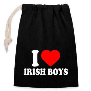 I love irish boys - Closable cotton gift bag (14x20cm) - black - Front