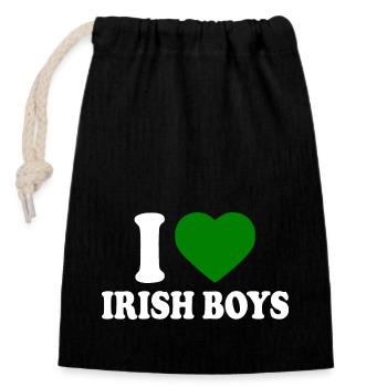 I love irish boys - Closable cotton gift bag (14x20cm) - black - Front