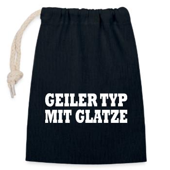 guy with bald head - Closable cotton gift bag (14x20cm) - navy - Front