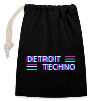 Detroit Techno Rave Festival Electro Raver - Sac cadeau en coton avec cordon (14 x 20 cm) - noir - Devant