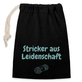 Stricker aus Leidenschaft - Verschließbarer Geschenkbeutel aus Baumwolle (14x20cm) - Schwarz - Vorne