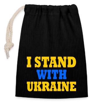 I stand with ukraine - Verschließbarer Geschenkbeutel aus Baumwolle (14x20cm) - Schwarz - Vorne