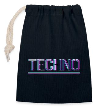 Techno Rave Club Electro Musik Raver - Verschließbarer Geschenkbeutel aus Baumwolle (14x20cm) - Navy - Vorne