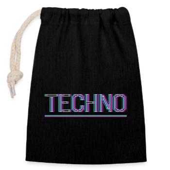 Techno Rave Club Electro Music Raver - Closable cotton gift bag (14x20cm) - black - Front