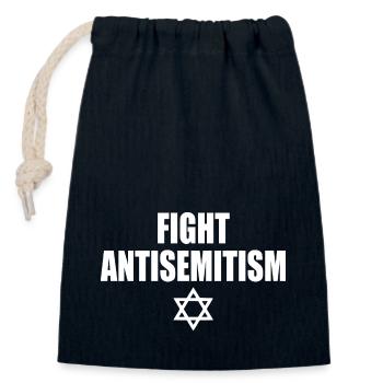 fight antisemitism - Sac cadeau en coton avec cordon (14 x 20 cm) - bleu marine - Devant