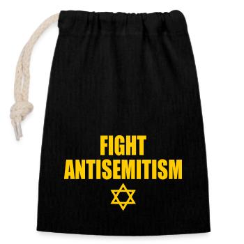 fight antisemitism - Sac cadeau en coton avec cordon (14 x 20 cm) - noir - Devant