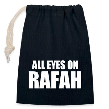 all eyes on rafah - Sac cadeau en coton avec cordon (14 x 20 cm) - bleu marine - Devant