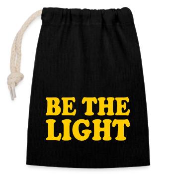 Be the light - Verschließbarer Geschenkbeutel aus Baumwolle (14x20cm) - Schwarz - Vorne