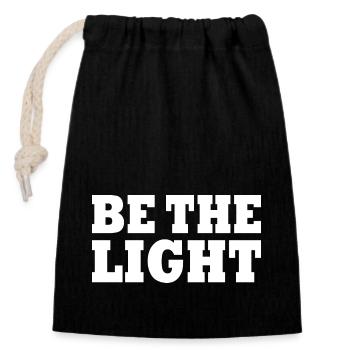Be the light - Closable cotton gift bag (14x20cm) - black - Front
