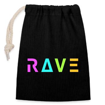 Techno Rave Festival Electro Music Raver - Sac cadeau en coton avec cordon (14 x 20 cm) - noir - Devant