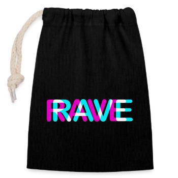 Techno Rave Festival Electro Music Raver - Sac cadeau en coton avec cordon (14 x 20 cm) - noir - Devant
