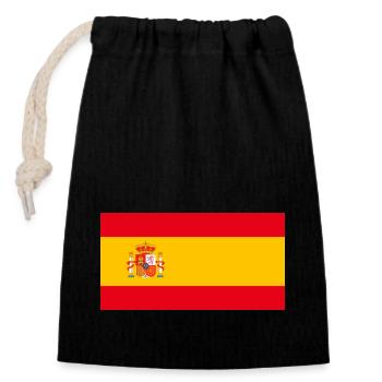 100% spanische spanische Flagge - Verschließbarer Geschenkbeutel aus Baumwolle (14x20cm) - Schwarz - Vorne