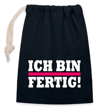 Ich bin fertig - Verschließbarer Geschenkbeutel aus Baumwolle (14x20cm) - Navy - Vorne