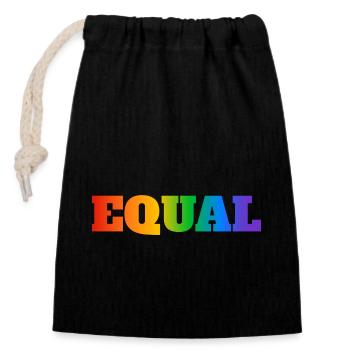 EQUAL RAINBOW TEXT - Closable cotton gift bag (14x20cm) - black - Front