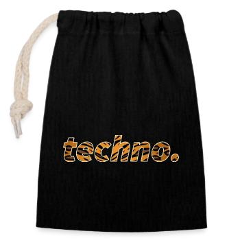 Techno Rave Festival Electro Music Raver - Sac cadeau en coton avec cordon (14 x 20 cm) - noir - Devant