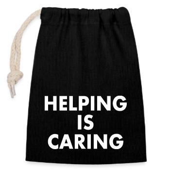 Helping is caring - Closable cotton gift bag (14x20cm) - black - Front