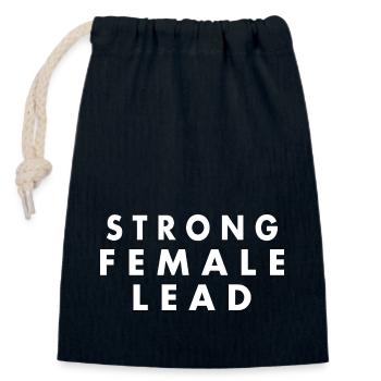 Strong female lead - Verschließbarer Geschenkbeutel aus Baumwolle (14x20cm) - Navy - Vorne