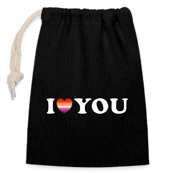 I love you lesbian couple - Closable cotton gift bag (14x20cm) - black - Front