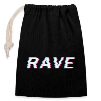 Techno Rave Festival Electro Music Raver - Sac cadeau en coton avec cordon (14 x 20 cm) - noir - Devant