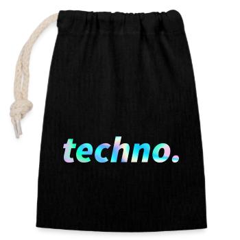 Techno Rave Festival Electro Music Raver - Sac cadeau en coton avec cordon (14 x 20 cm) - noir - Devant