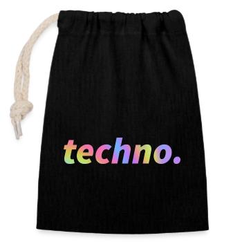 Techno Rave Festival Electro Music Raver - Closable cotton gift bag (14x20cm) - black - Front