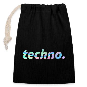 Techno Rave Festival Electro Music Raver - Sac cadeau en coton avec cordon (14 x 20 cm) - noir - Devant